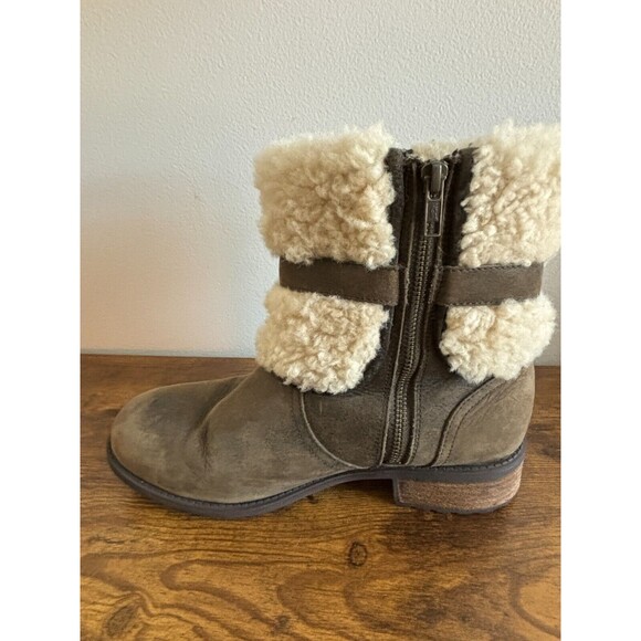 UGG Blayre II Brown Suede Leather Distressed Sheepskin Ankle Boot Women Size 9 - Picture 9 of 16